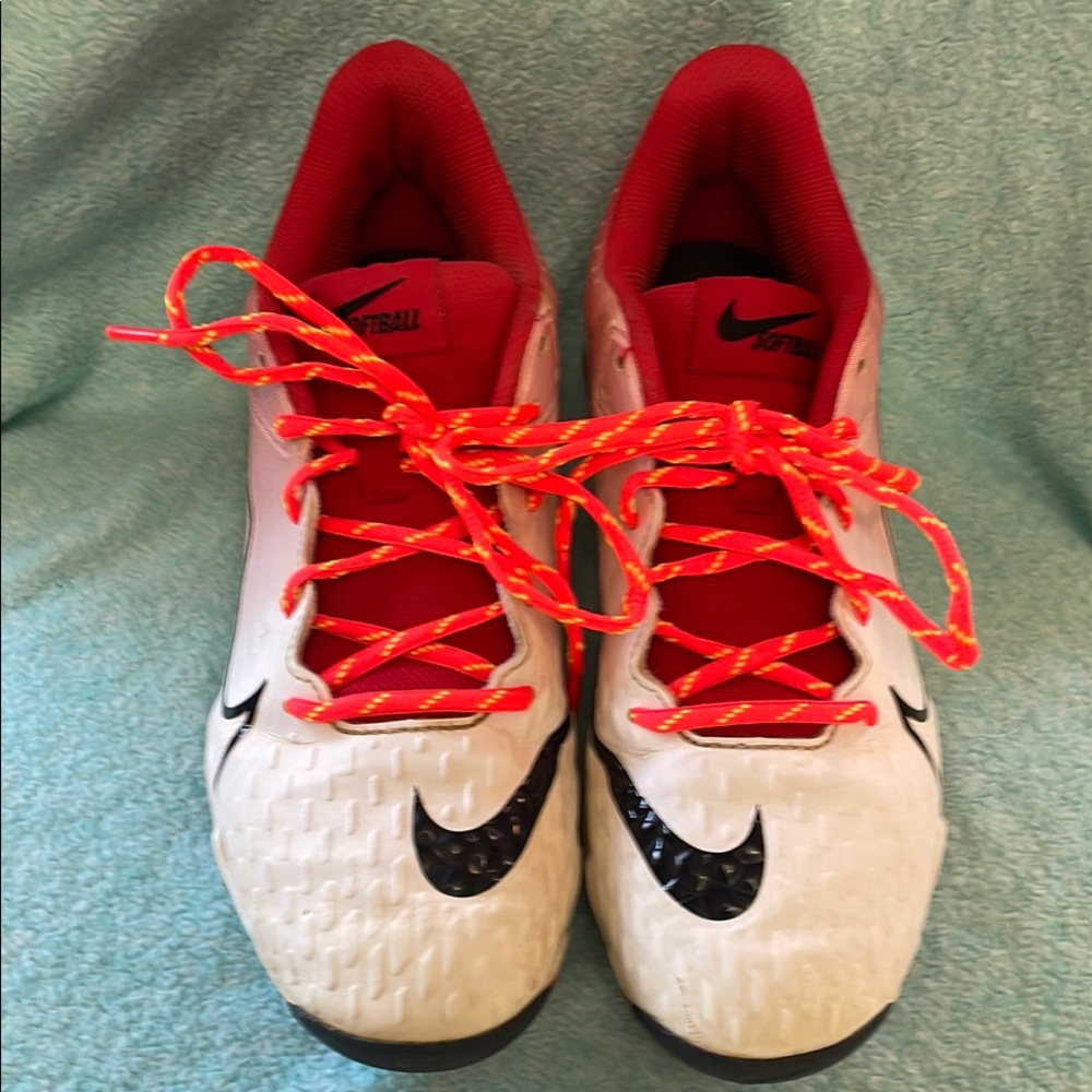 Nike White and Red softball cleats